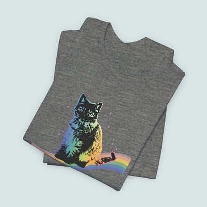 Rainbow Cat Unisex Tee, LGBTQ Pride Shirt, Colorful Kitty T-Shirt, Gay Pride Apparel, Cat Lover Gift