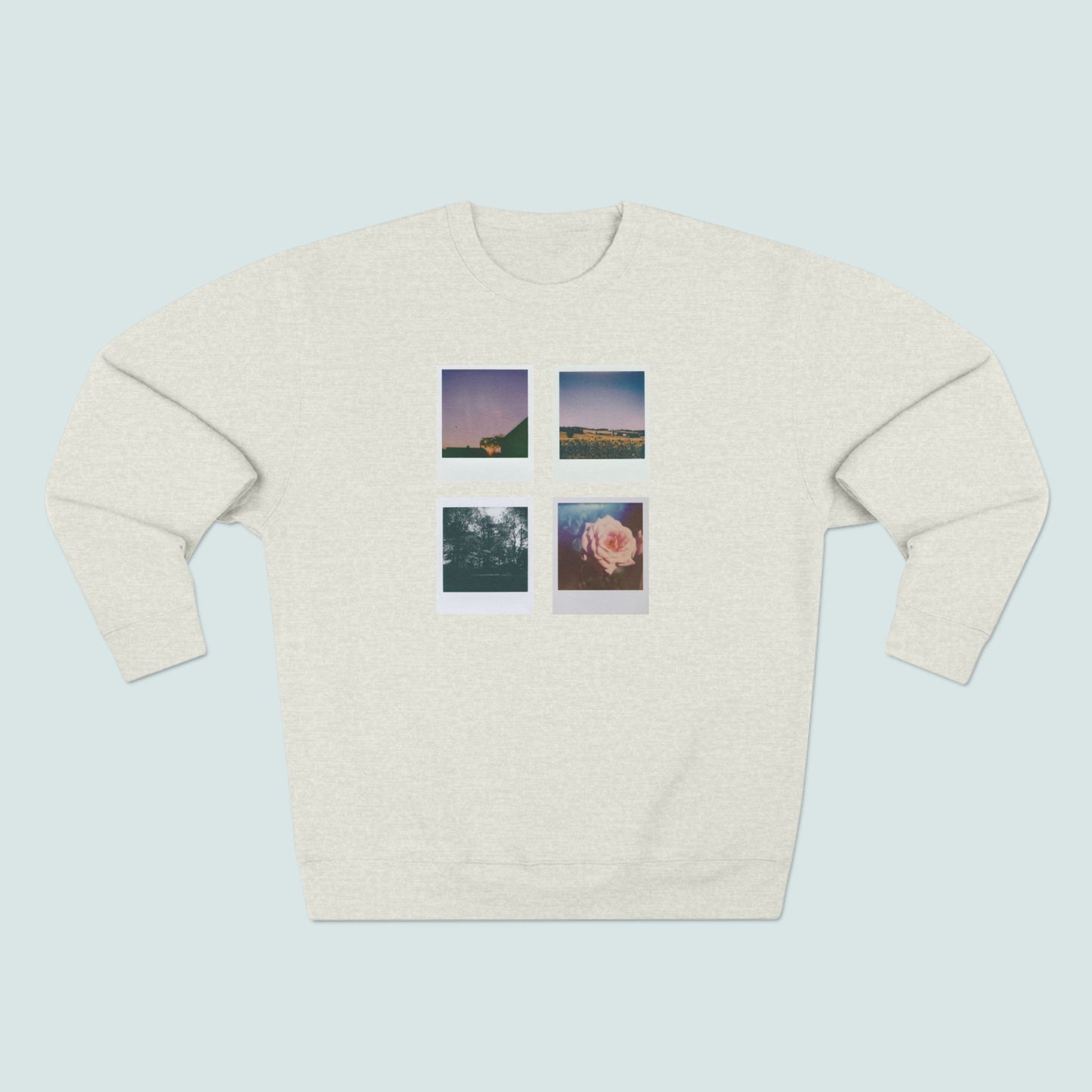 Nature Polaroids Sweatshirt, Colorful Nostalgic Polaroids Long-sleeve, Unisex Crewneck, Outdoor Adventure Fashion, Earthy Vibes Top, Retro