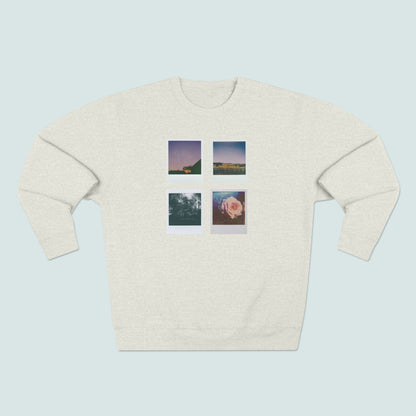 Nature Polaroids Sweatshirt, Colorful Nostalgic Polaroids Long-sleeve, Unisex Crewneck, Outdoor Adventure Fashion, Earthy Vibes Top, Retro