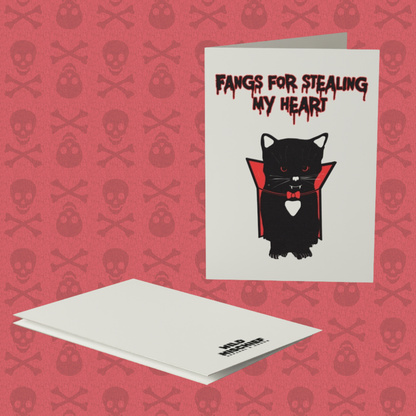 Vampire Kitty Greeting Card, Valentine's Day, Anniversary, Goth Love