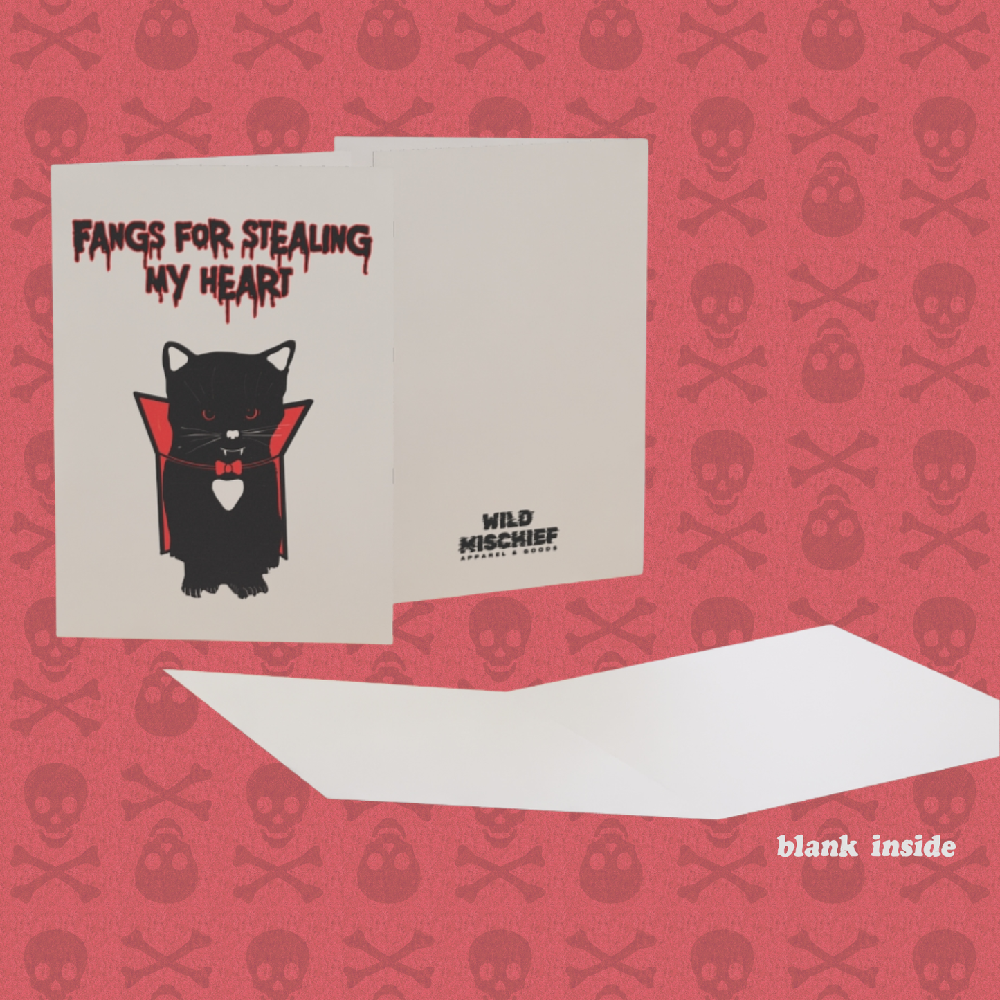 Vampire Kitty Greeting Card, Valentine's Day, Anniversary, Goth Love