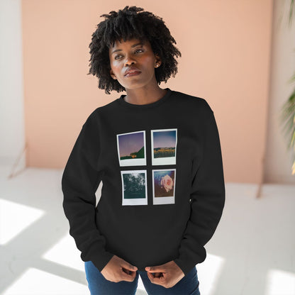 Nature Polaroids Sweatshirt, Colorful Nostalgic Polaroids Long-sleeve, Unisex Crewneck, Outdoor Adventure Fashion, Earthy Vibes Top, Retro